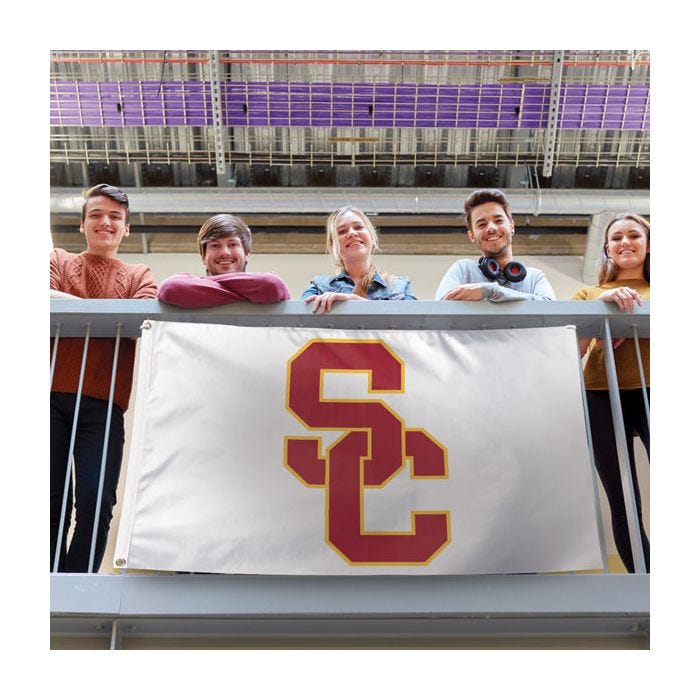 USC Trojans WHITE BACKGROUND Flag - Deluxe 3' X 5'