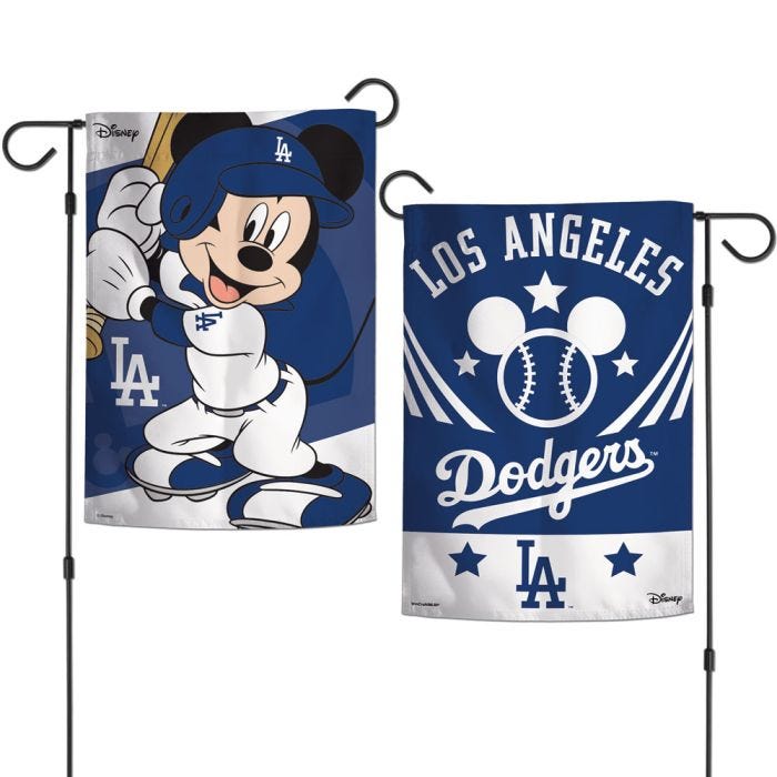 Los Angeles Dodgers / Disney Mickey Mouse Garden Flags 2 sided 12.5 x 18