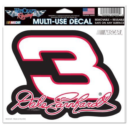 Dale Earnhardt Multi-Use Decal -Clear Bckrgd 5" x 6"