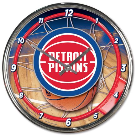 Detroit Pistons Chrome Clock