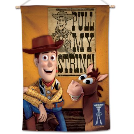 Toy Story / Disney WOODY AND BULLSEYE PULL MY STRING Vertical Flag 28" x 40" Woody