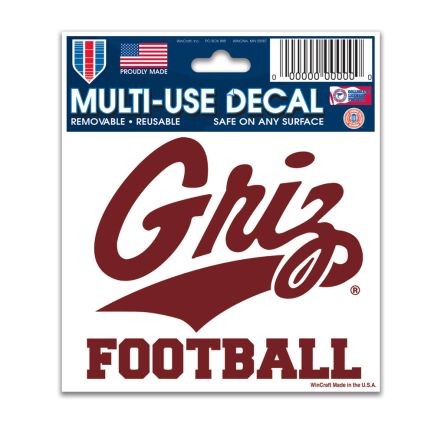 Montana Grizzlies Football Multi-Use Decal 3" x 4"