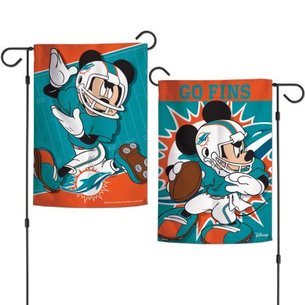 Miami Dolphins / Disney Mickey Mouse Garden Flags 2 sided 12.5" x 18"