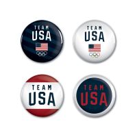 USOC Team USA Logo Button 4 Pack 1 1/4" Rnd