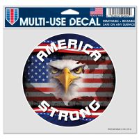 Patriotic America Strong w/ Eagle Multi-Use Decal -Clear Bckrgd 5" x 6"