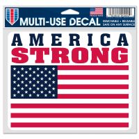 Patriotic America Strong w/ USA Flag Multi-Use Decal -Clear Bckrgd 5" x 6"