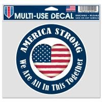 Patriotic America Strong w/ Heart Multi-Use Decal -Clear Bckrgd 5" x 6"