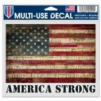 Patriotic America Strong w/ Pledge of Allegiance Multi-Use Decal -Clear Bckrgd 5" x 6"