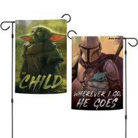 The Mandalorian / A Star Wars Story WHEREVER I GO HE GOES, THE CHILD Garden Flags 2 sided 12.5" x 18"