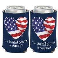 Patriotic HEART FLAG Can Cooler 12 oz.