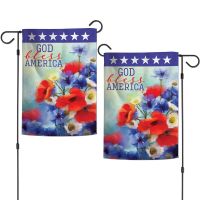 Patriotic GOD BLESS AMERICA Garden Flags 2 sided 12.5" x 18"