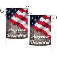 Patriotic AMERICA THE BEAUTIFUL Garden Flags 2 sided 12.5" x 18"