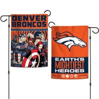 Denver Broncos / Marvel (C) 2021 Marvel Garden Flags 2 sided 12.5" x 18"