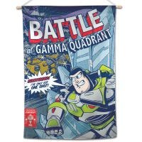 / Disney BUZZ BATTLE AT GAMMA QUAD Vertical Flag 28" x 40" Buzz