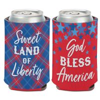 Patriotic SWEET LAND OF LIBERTY/GOD BLESS AMERICA Can Cooler 12 oz.