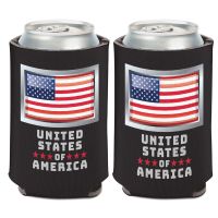 Patriotic UNITED STATES OF AMERICA Can Cooler (BLACK BACKGROUND)