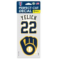 Milwaukee Brewers PLAYERS CHOICE DIAMOND CLUB(R) Perfect Cut Decal Set of two 4"x4" Christian Yelich