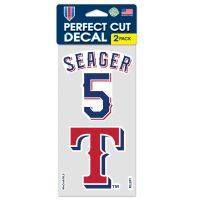 Texas Rangers Perfect Cut Decal Set of two 4"x4" Corey Seager