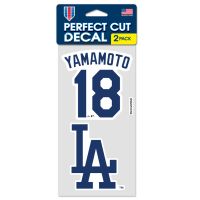 Los Angeles Dodgers Perfect Cut Decal Set of two 4"x4" Yoshinobu Yamamoto