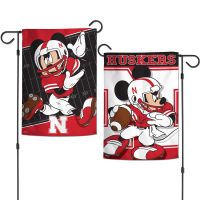 Nebraska Cornhuskers / Disney MICKEY MOUSE Garden Flags 2 sided 12.5" x 18"