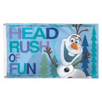 / Disney FROZEN OLAF HEAD RUSH OF FUN Flag - Deluxe 3' X 5' Olaf